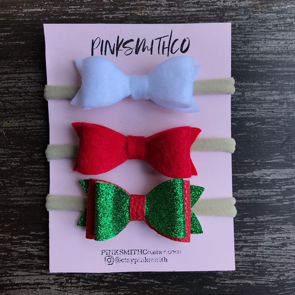 🌟HP❤️Handmade Christmas Baby Bow Headband Set ❤️ - Picture 2 of 5